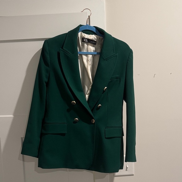 Zara Jackets & Blazers - Zara Emerald Double-Breasted Blazer
